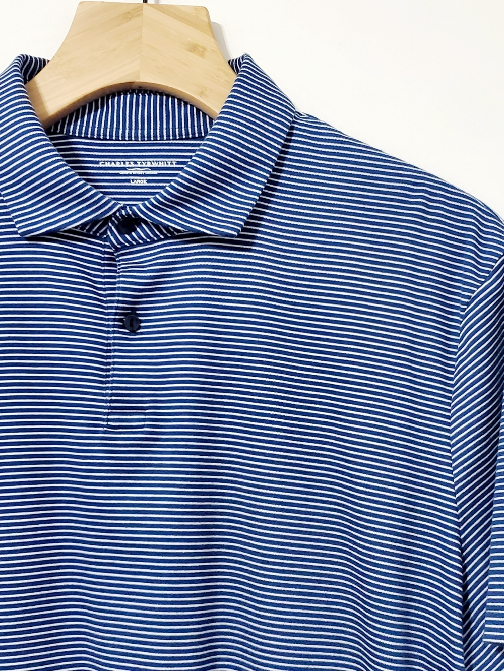Charles Tyrwhitt Blue Striped Polo Shirt Mens Large